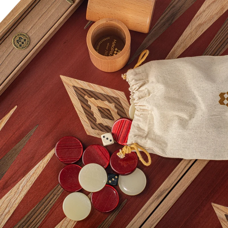 Backgammon en noyer - Rouge