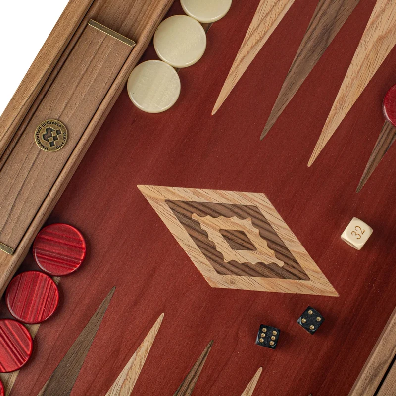 Backgammon en noyer - Rouge