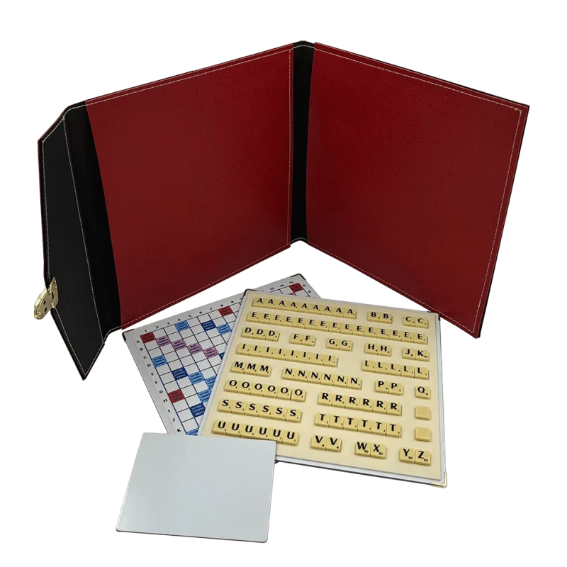 Scrabble Duplicate ou de Voyage en Cuir Vegan - Magnétique - Rouge