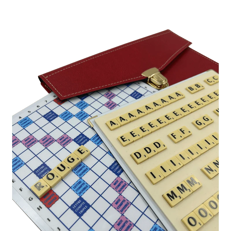 Scrabble Duplicate ou de Voyage en Cuir Vegan - Magnétique - Rouge