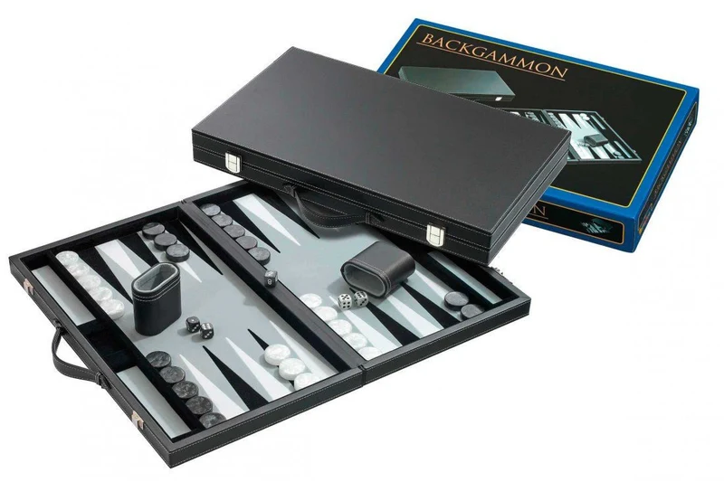 Backgammon style Cuir - Surpiqué - Gris