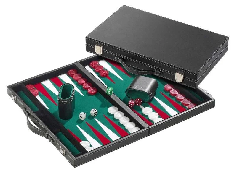 Backgammon style Cuir - Surpiqué - Vert