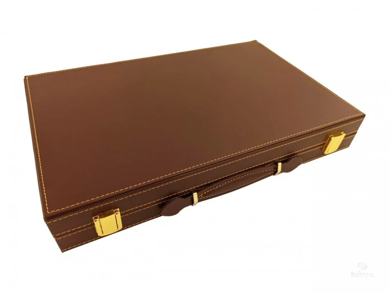 Backgammon marqueté simili cuir - MM - Marron