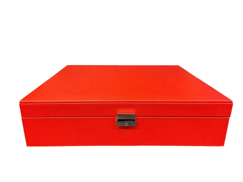 Mallette de poker en cuir grainé - Rouge