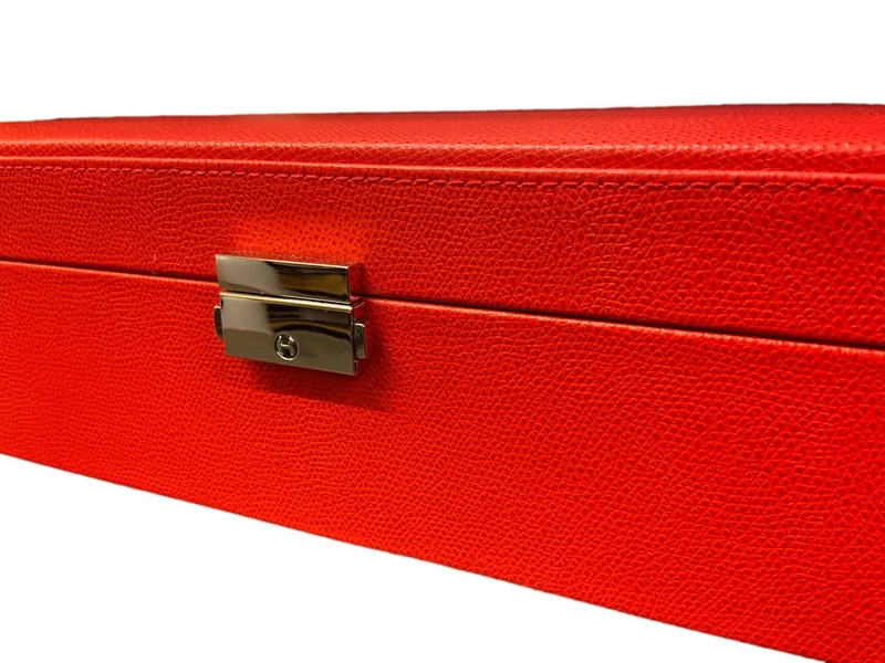 Mallette de poker en cuir grainé - Rouge