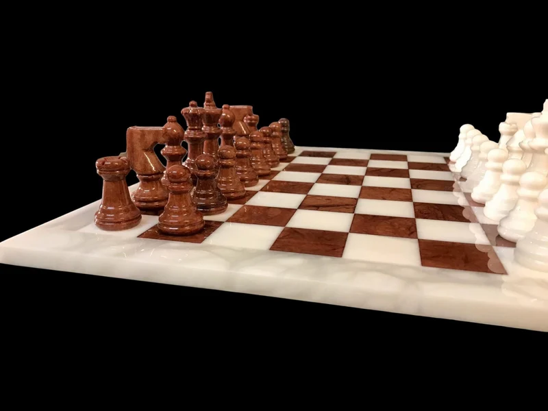 Ensemble jeu d'échecs en albâtre - Marron - Scali