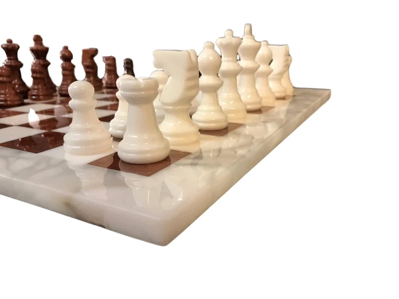 Ensemble jeu d'échecs en albâtre - Marron - Scali