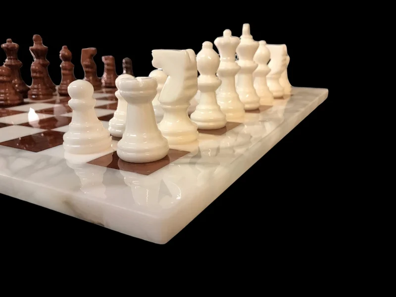 Ensemble jeu d'échecs en albâtre - Marron - Scali