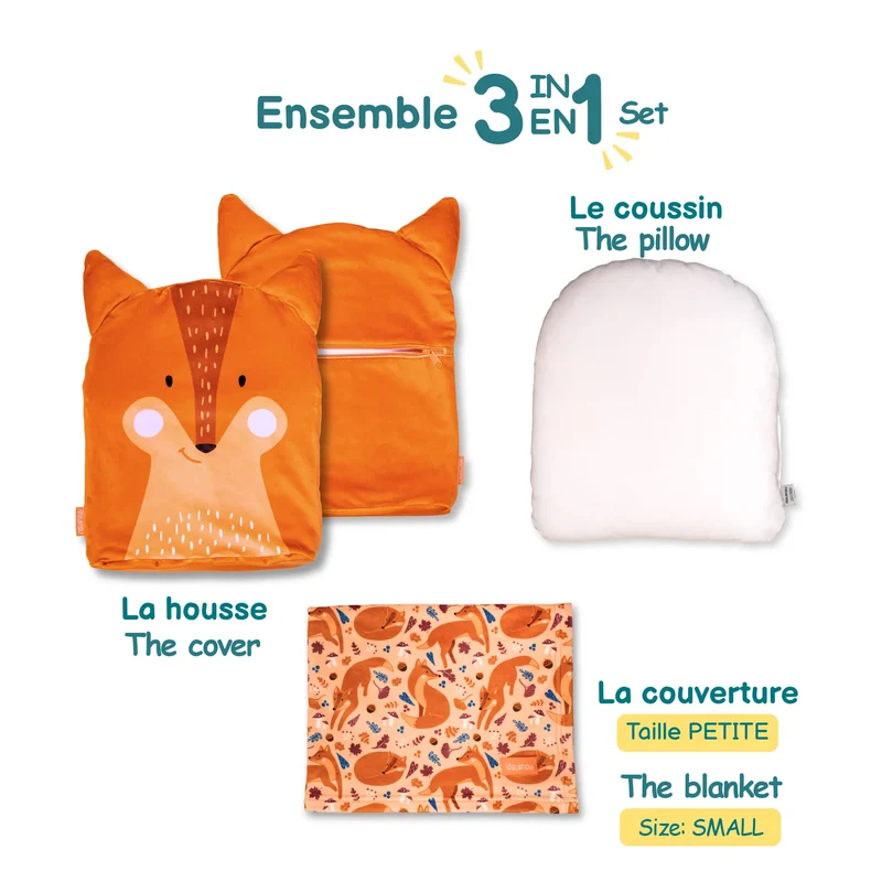 Ensemble peluche couverture 3 en 1 - Renard