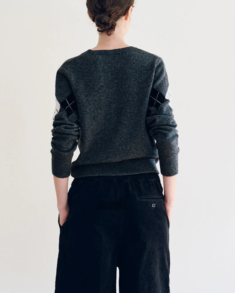 Nothing Written - Cardigan Argyle Heritage - Gris Foncé