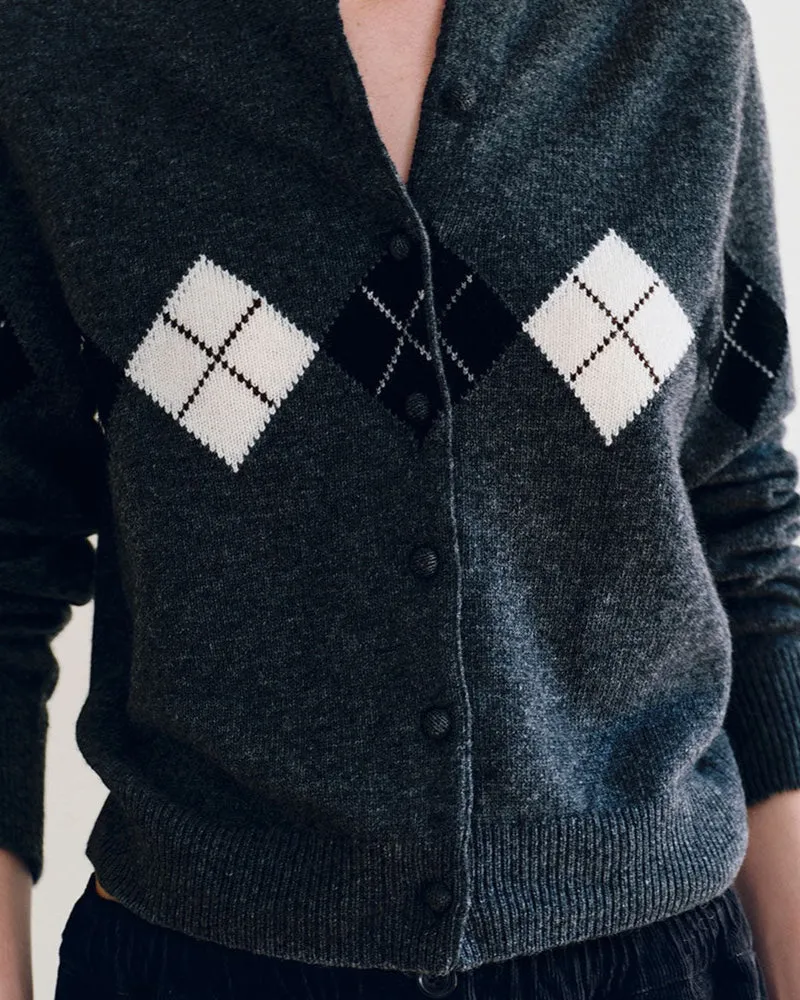 Nothing Written - Cardigan Argyle Heritage - Gris Foncé