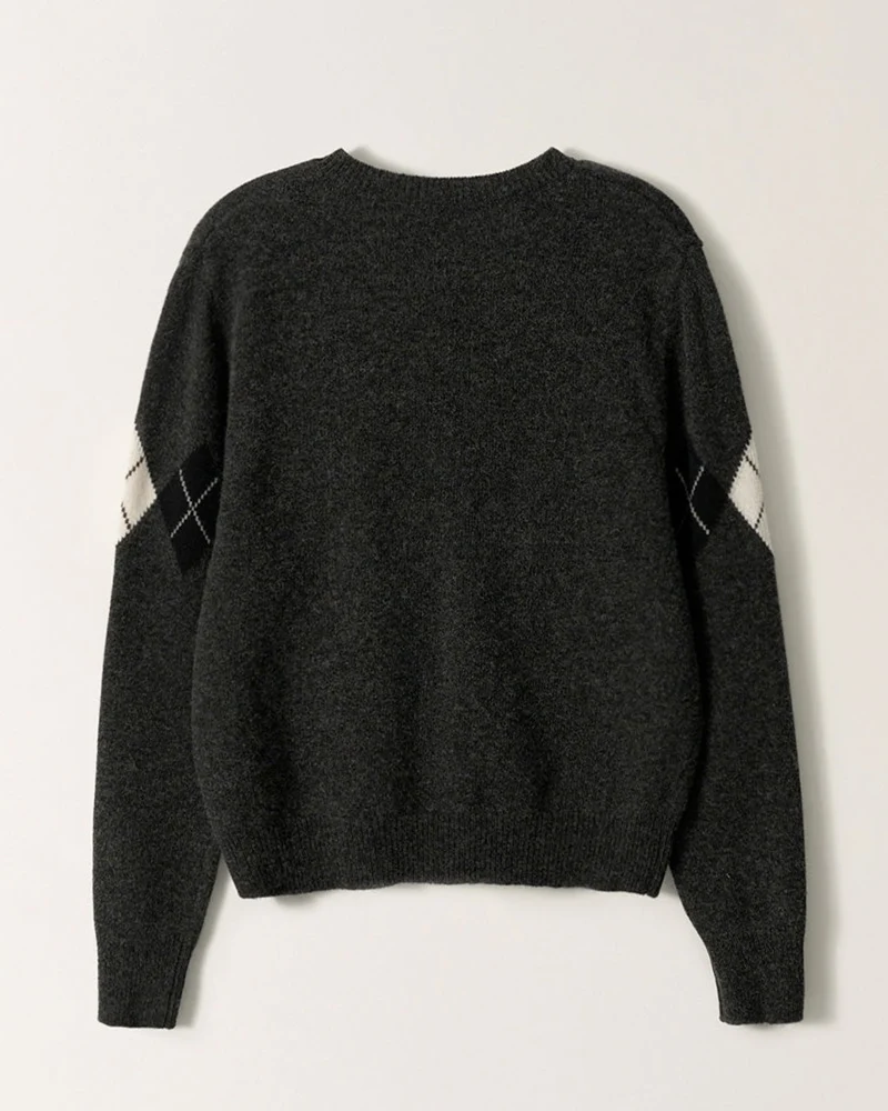 Nothing Written - Cardigan Argyle Heritage - Gris Foncé