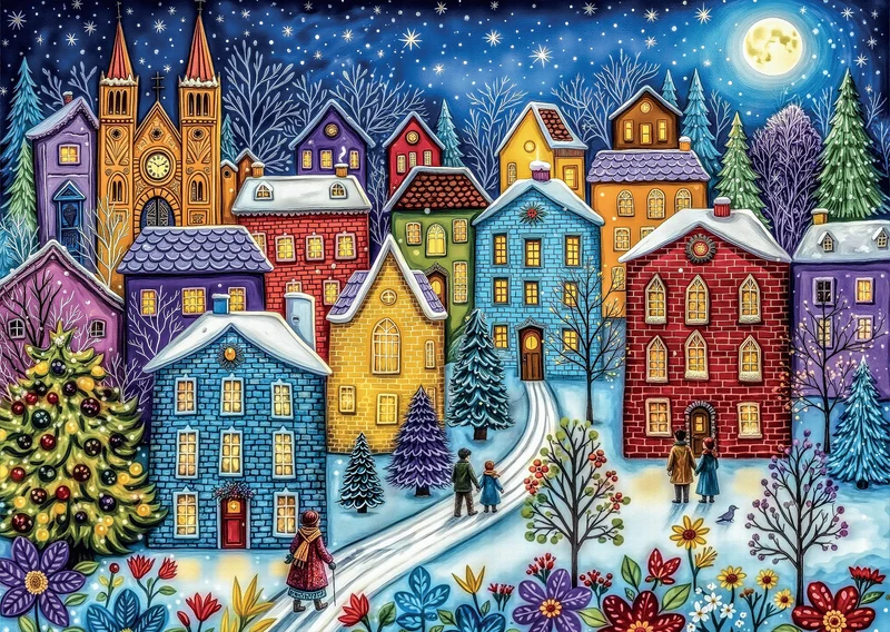 Snowy Evening Village (1000 pcs)