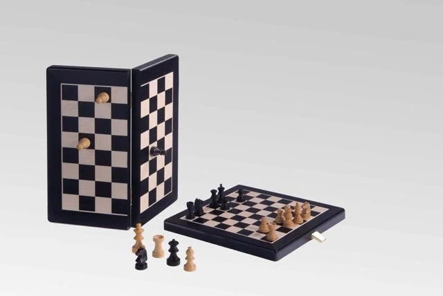 Jeu d'échecs en Poirier teinté et sycomore - Coffre pliant - Magnétique - Ulbrich