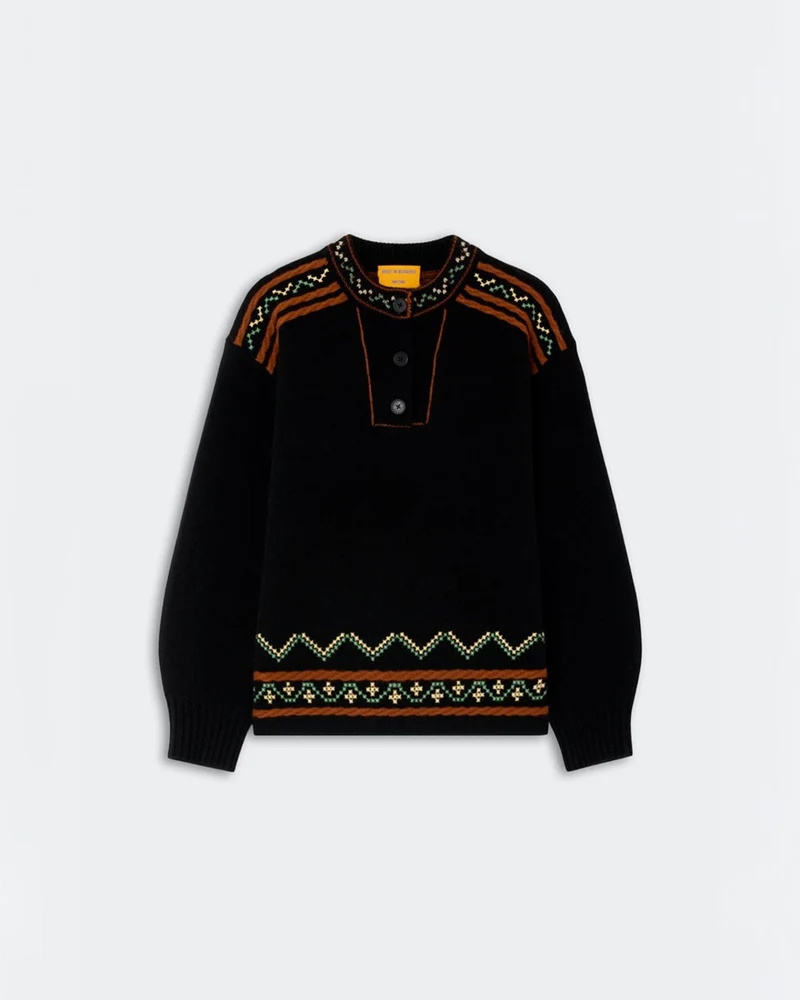 Guest In Residence - Pull Henley Fisherman - Noir