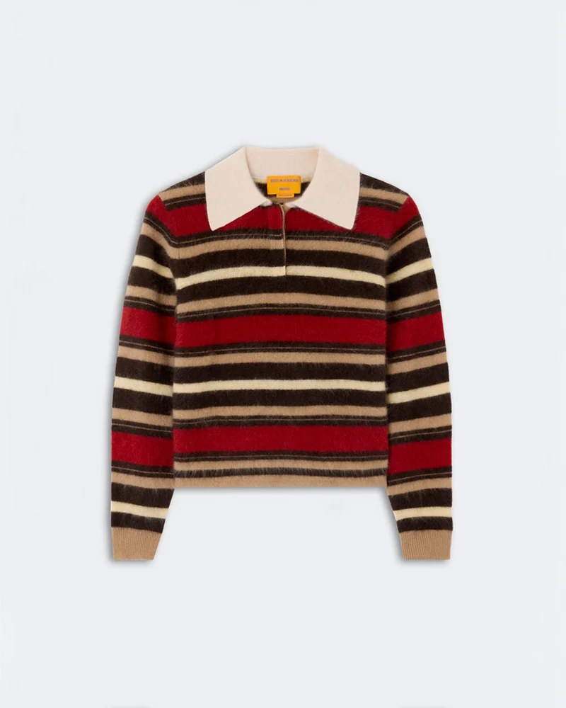 Guest In Residence - Pull Grizzly Cropped Rugby - Carmine Combo