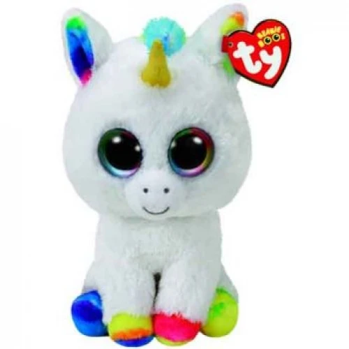 Peluche licorne à gros yeux blanche 13''