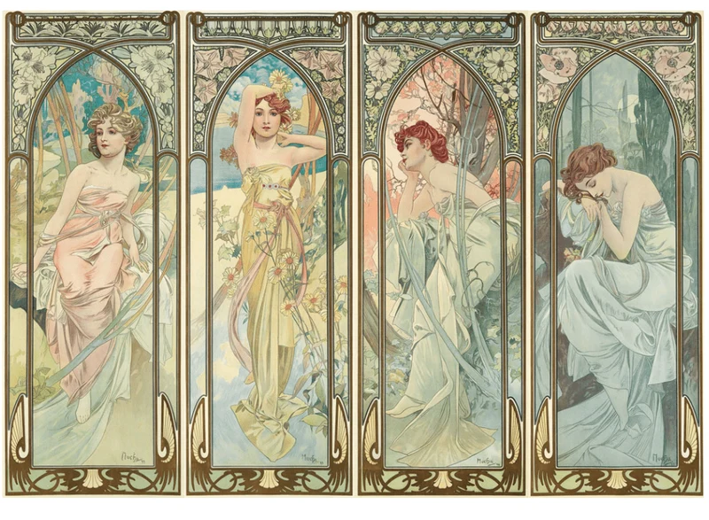 Puzzle Bois Michèle Wilson - 350 pièces - Les heures du jour - Mucha