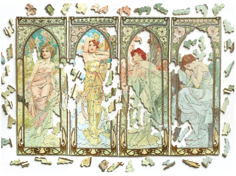 Puzzle Bois Michèle Wilson - 350 pièces - Les heures du jour - Mucha
