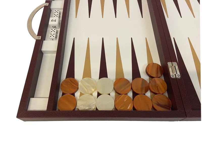 Backgammon en Cuir véritable MM - Bordeaux - Renzo Romagnoli