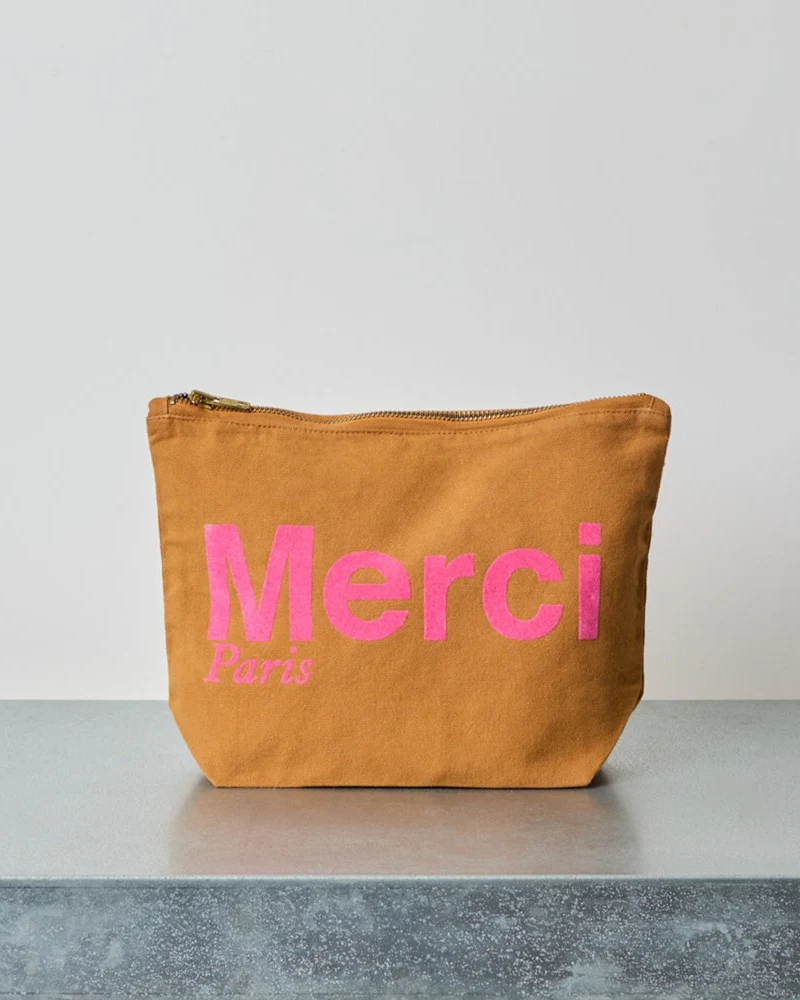 Merci - Pochette En Coton - Camel & Rose