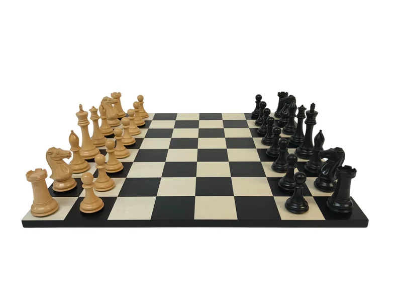 Ensemble jeu d'échecs Moderne Ultime en buis et poirier teinté - sans bords