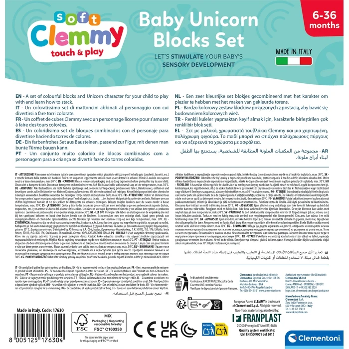 Boîte Arc-en-ciel 10 cubes Clemmy et Licorne