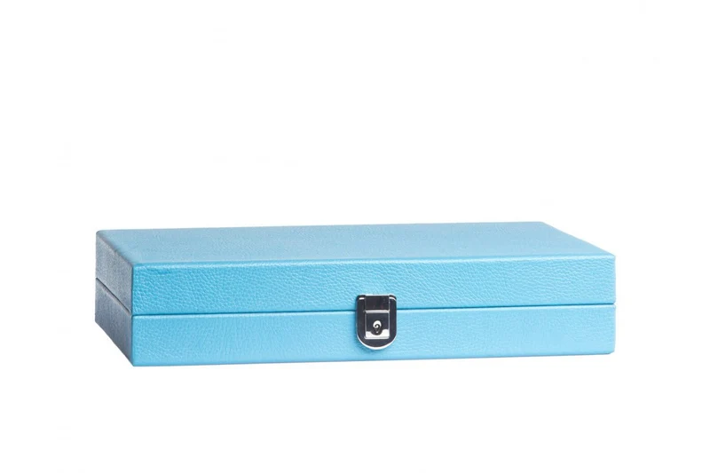 Backgammon Hector Saxe - Cuir Bleu ciel - Moyen