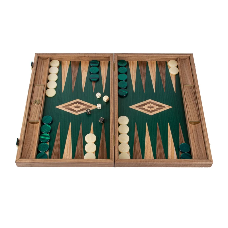 Backgammon en noyer - Vert