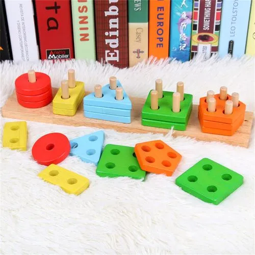 5 StackingForms - Jeu à empiler en bois Formes et Couleurs