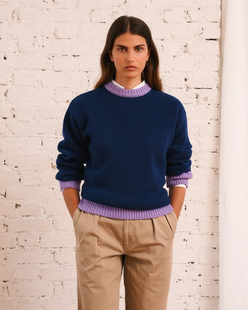 Merci - Pull Eloise - Bleu & Mauve