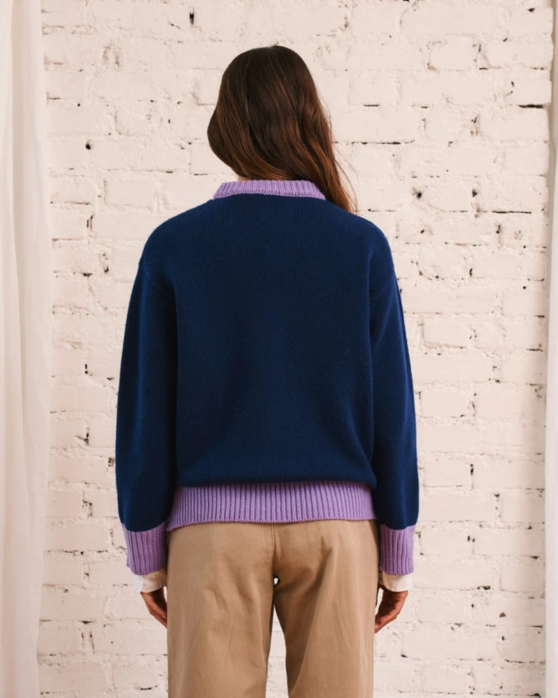 Merci - Pull Eloise - Bleu & Mauve