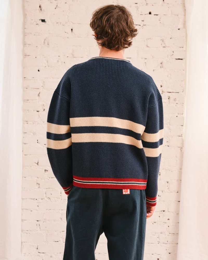 Merci - Pull Adrian - Marine Ecru & Bordeaux