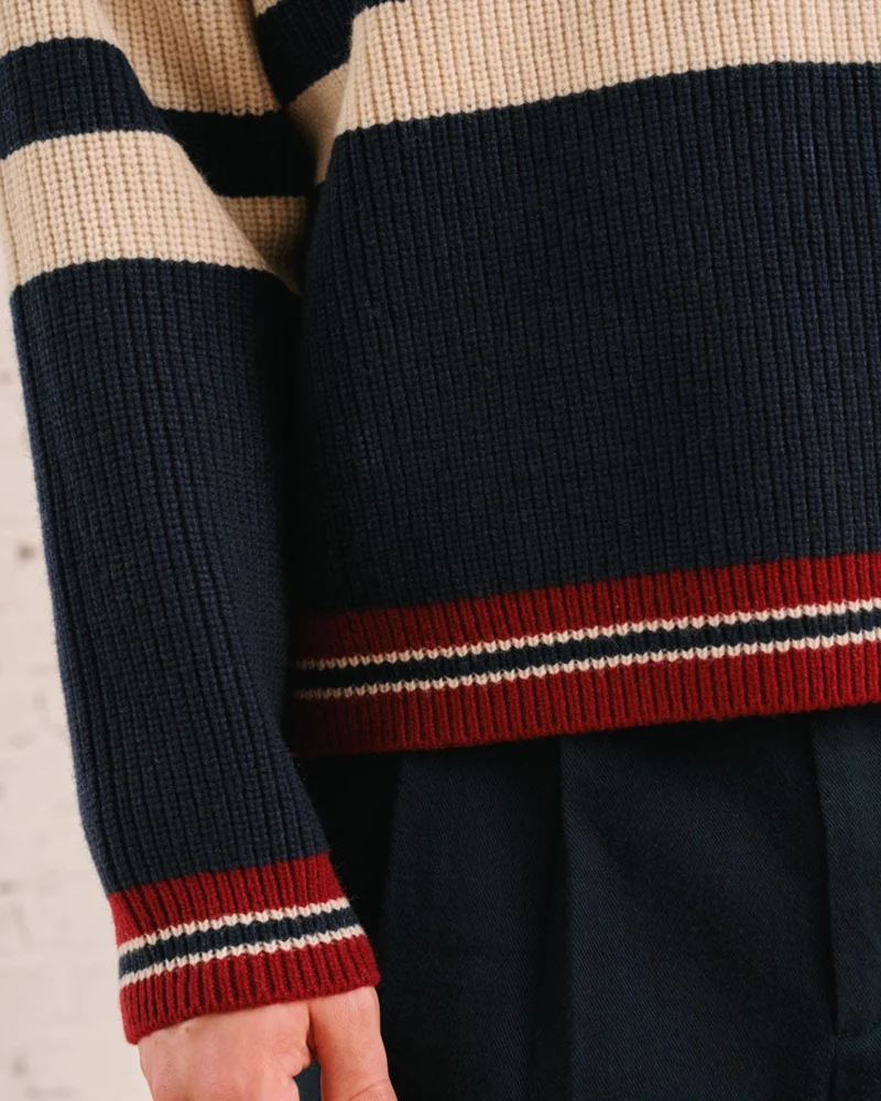 Merci - Pull Adrian - Marine Ecru & Bordeaux