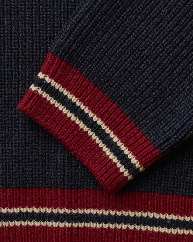 Merci - Pull Adrian - Marine Ecru & Bordeaux