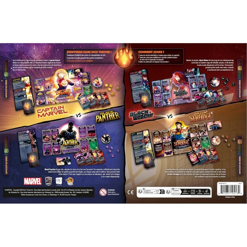 Dice Throne Marvel : Black Panther, Captain Marvel, Black Widow, Dr. Strange