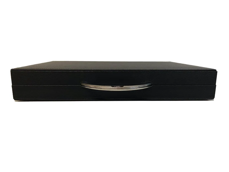 Backgammon Cuir véritable GM - Noir / Orange - Renzo Romagnoli