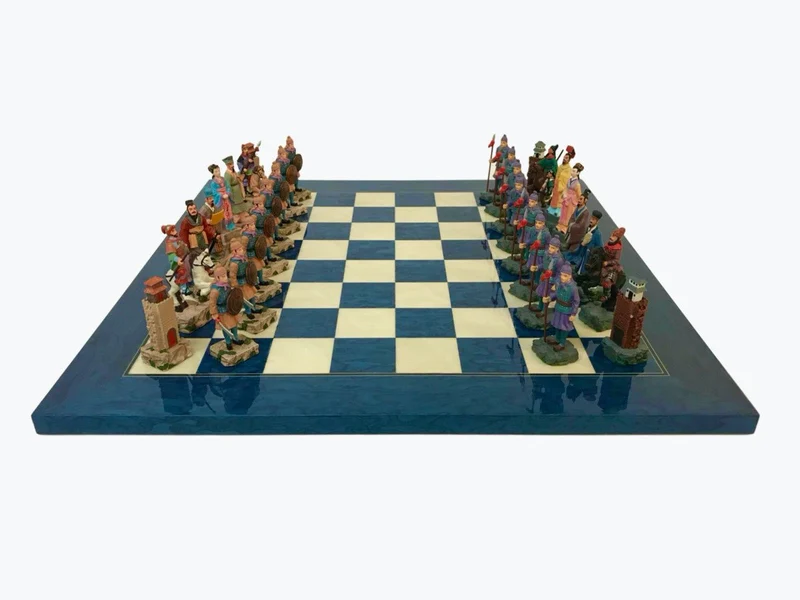 Ensemble jeu d'échecs japonnais - laqué bleu