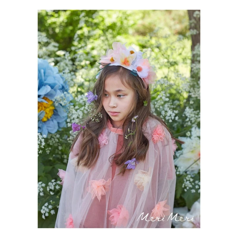 Cape Florale Rose en Tulle 3-6 ans