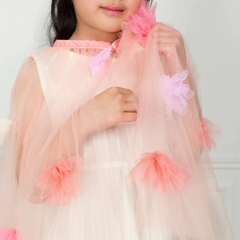 Cape Florale Rose en Tulle 3-6 ans