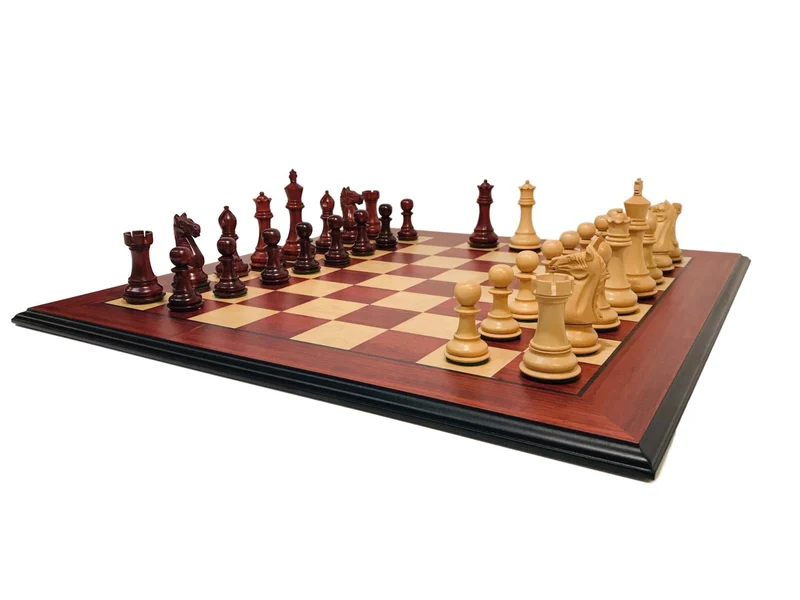 Ensemble jeu d'échecs en padouk - Pièces bois de Rose