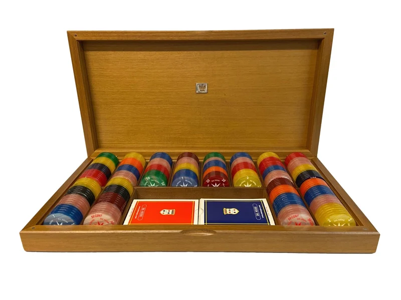 Coffret Ronce de noyer - 264 jetons à l'ancienne - DN