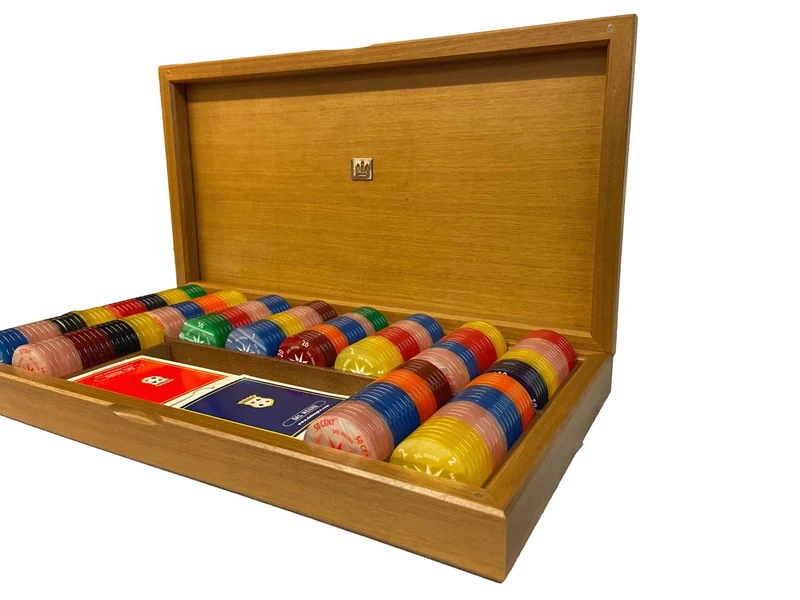 Coffret Ronce de noyer - 264 jetons à l'ancienne - DN