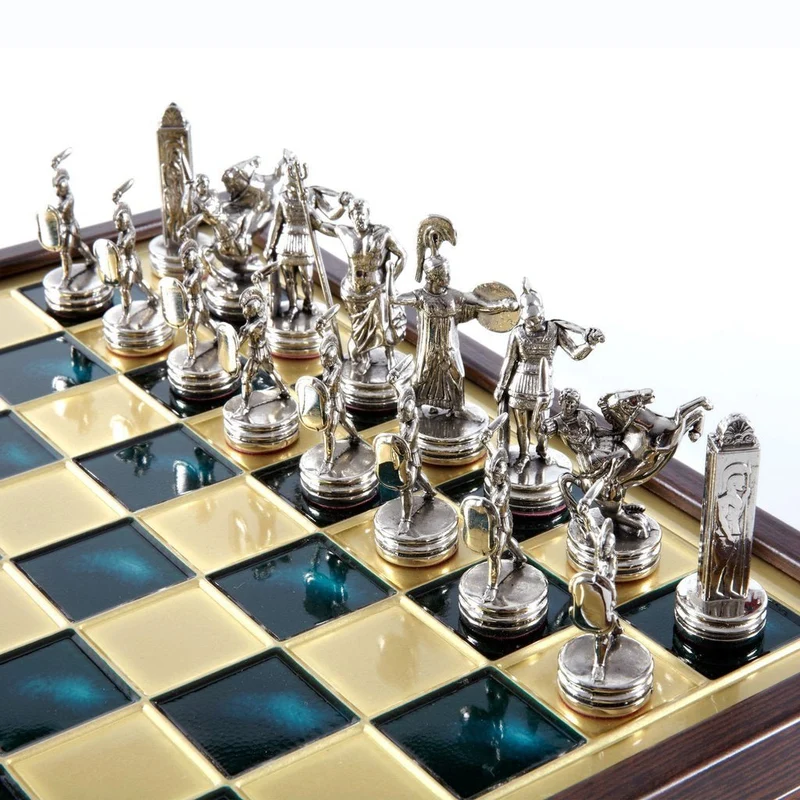 Ensemble jeu d'échecs Mythologie Grecque en métal - Taille 2 - Manopoulos