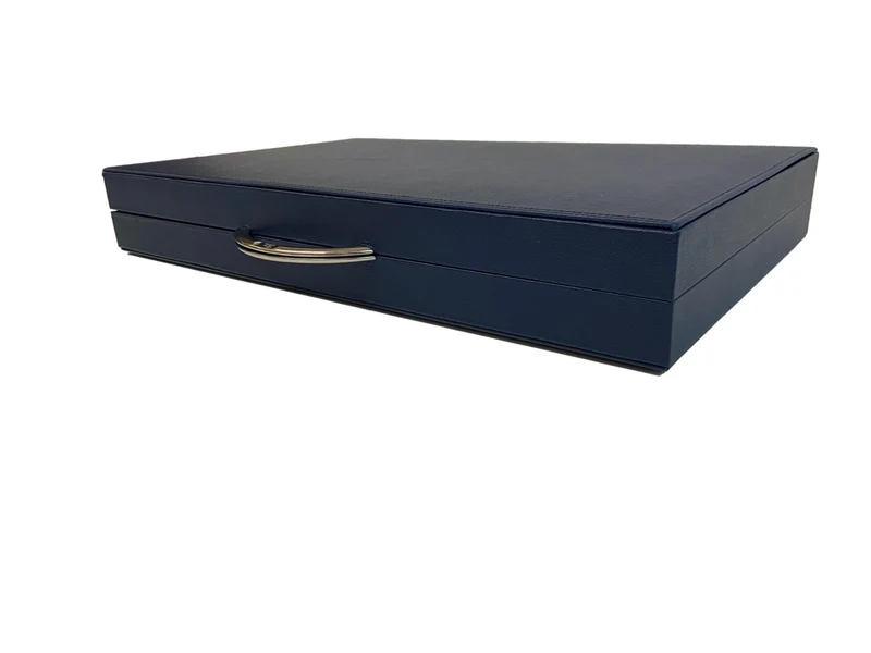 Backgammon en Cuir véritable MM - Bleu - Renzo Romagnoli