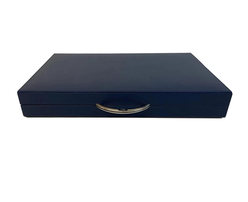Backgammon en Cuir véritable MM - Bleu - Renzo Romagnoli