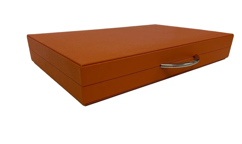 Backgammon en Cuir véritable MM - Orange - Renzo Romagnoli