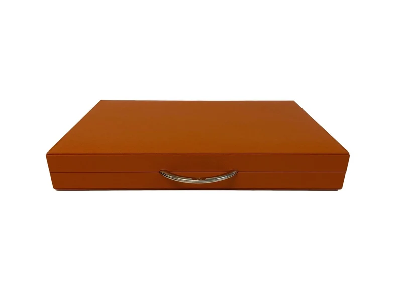 Backgammon en Cuir véritable MM - Orange - Renzo Romagnoli