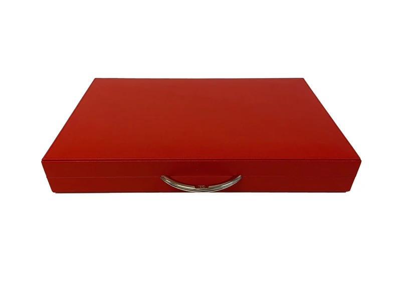 Backgammon Cuir véritable GM - Rouge - Renzo Romagnoli