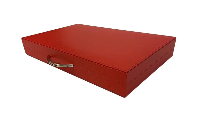 Backgammon Cuir véritable GM - Rouge - Renzo Romagnoli